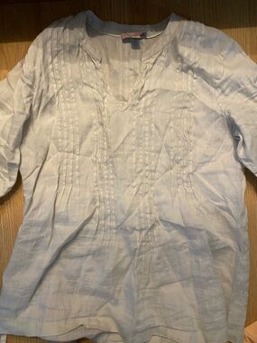 Saint Tropez West Cream Linen Top with Pale Pink Label